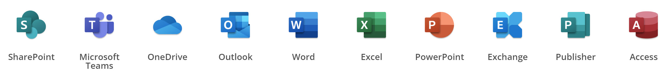 Microsoft Office 365 Word Excel Outlook Powerpoint Teams One Drive Access Publisher Exchange Sharepoint verbeter de efficiëntie van je bedrijfsactiviteiten.